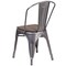 Flash Furniture Lincoln 4 Pack Silver Antique Finish with Clear Coat Metal Stackable Chair with Wood Seat 4-XU-DG-TP001-WD-GG - alternate 9